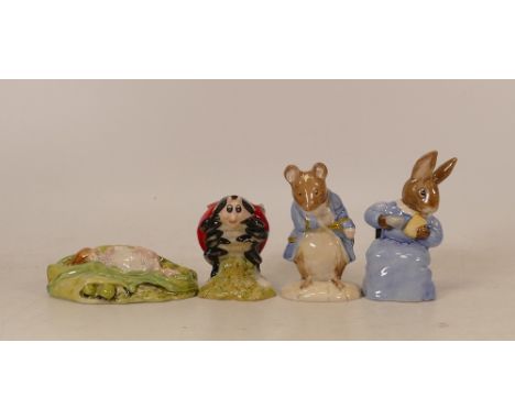 Royal Albert Beatrix Potter Bp Figures to include Cottontail, Gentle Mouse Made a Bow, Timmy Willie Sleeping &amp; Mother Lad