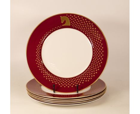 Six De Lamerie Fine Bone China heavily gilded Special Commission for Royal Stable Majlis dinner plates  , specially made high