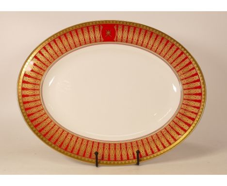 Large De Lamerie Fine Bone China heavily gilded Special Commission patterned Oval Platter  with with Bahrain Motif, specially