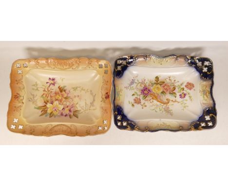 Two Carltonware Wiltshaw &amp; Robinson Ivory Blushware Rose and Curlicue footed bowls (2)