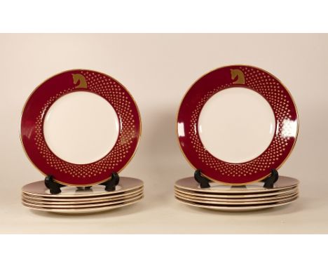 Twelve De Lamerie Fine Bone China heavily gilded Special Commission for Royal Stable Majlis side plates  , specially made hig