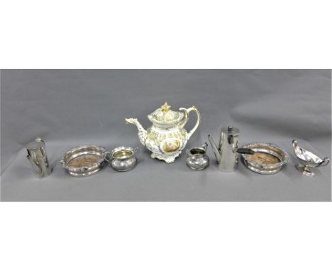 English Rockingham style porcelain teapot, together with a small collection of Epns wares (a lot) 