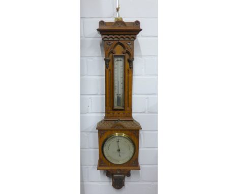 Negretti &amp; Zambra London 2842 oak cased wall barometer 