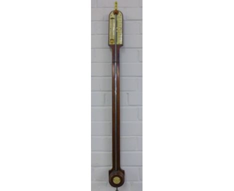 19th century rosewood stick barometer, Peacock of Spalding, 90cm long 
