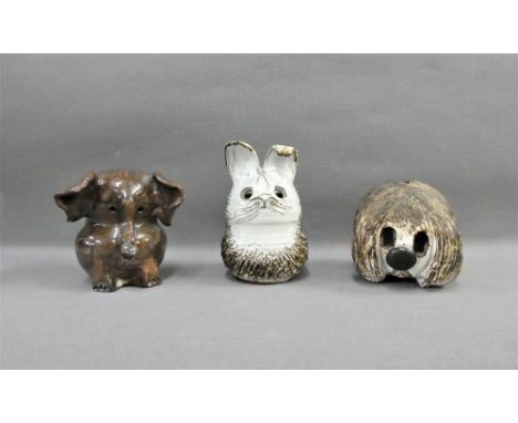 Three Briglin Studio pottery animal money banks to include an Elephant, Rabbit and a Sheep, (3) 