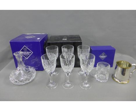 Edinburgh crystal to include a Golfing Tankard, a decanter and stopper, a set of six Gleneagles crystal wine glasses and an E