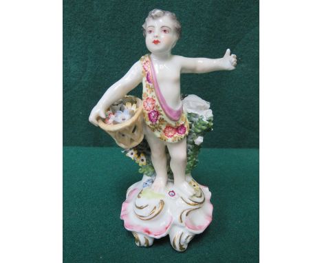 18th/19th CENTURY CHELSEA POTTERY HANDPAINTED AND GILDED CERAMIC FIGURE (AT FAULT), APPROXIMATELY 13cm HIGH 
