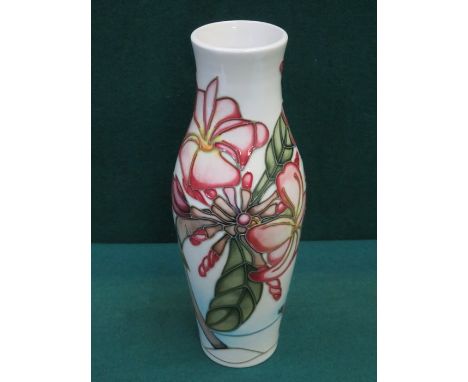 MOORCROFT CERAMIC JUG WITH TUBE LINED FLORAL DECORATION, INITIALLED WM AND DATED 1999, APPROXIMATELY 26cm HIGH