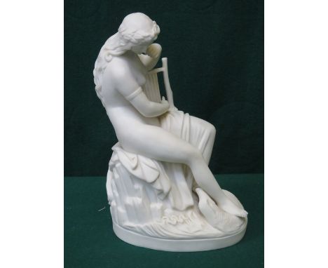 UNGLAZED PARIAN WARE CLASSICAL STYLE SEATED CERAMIC F 