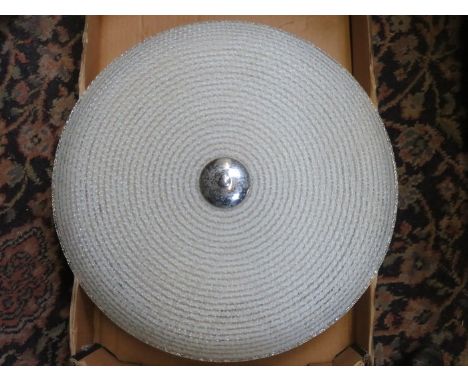1950s STYLE GLASS CIRCULAR CEILING LIGHT FITTING 