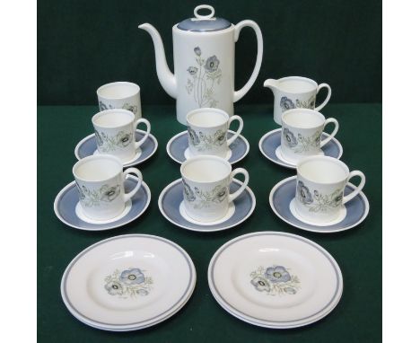 WEDGWOOD SUSIE COOPER DESIGN GLENMIST FIFTEEN PIECE COFFEE SET AND FOUR ADDITIONAL SUSIE COOPER SIDE PLATES 