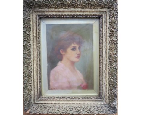 GILT FRAMED VICTORIAN STYLE OIL ON CANVAS PORTRAIT OF A LADY, SIGNED 