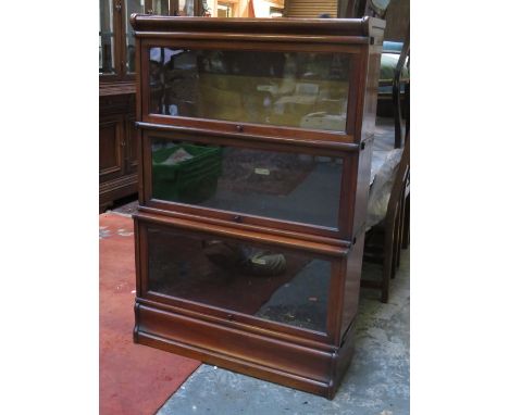 MAHOGANY GLOBE WERNICKE THREE SECTION GLAZED BOOKCASE 