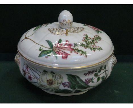 SPODE STAFFORD FLOWERS NEPETA, PAEONIA AND HYCINTHUS GILDED CERAMIC SOUP TUREEN WITH COVER 