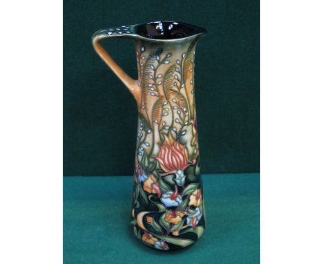 MOORCROFT CERAMIC JUG WITH TUBE LINED FLORAL DECORATION, INITIALLED WM AND DATED 2001, APPROXIMATELY 24cm HIGH 
