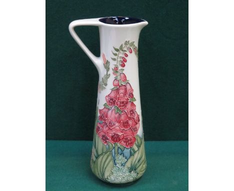 MOORCROFT LIMITED EDITION FOXGLOVE PATTERN CERAMIC JUG, SIGNED TO BASE R.J. BISHOP AND NUMBERED 361, DATED 2002.  APPROXIMATE