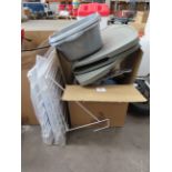 Contents of Box to Include Metal Racks, Dish Boards, Collapsible Waste Bins