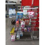 Wire Storage Rack and Contents (i.e. Caravan/Motorhome Cleaner, Streak Remover, Water Tank Additive