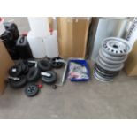 Quantity of Jockey Wheels, Spare Wheels, Towball Covers and 4 x Spare Caravan Wheels - 3 x 4 1/2 x 1