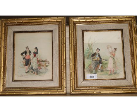 M L Collinspair of watercoloursItalian dancerssigned24 x 19cm