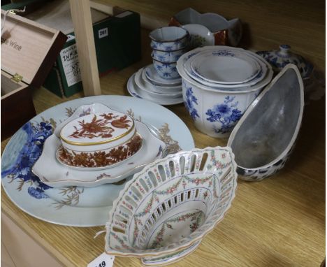 A Herend dish, a Sevres style basket and mixed ceramics