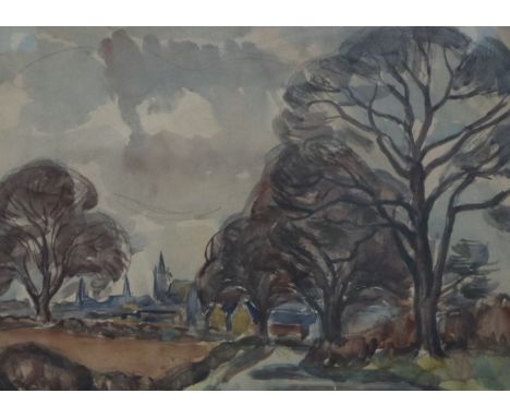 Sir William MacTaggart (1903-81)watercolour drawing from the artist's sketch bookChurch in a landscapeAndrews Fine Art Exhibi