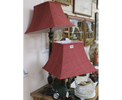 A Lacquer lamp base and another with shades