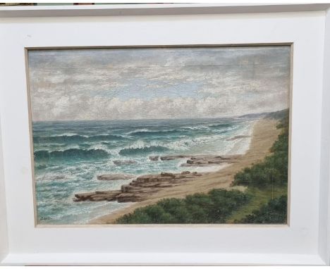 O Reitan (20th century, probably South African), seascape from beach, probably Natal south coast, signed, oils on canvas.  41