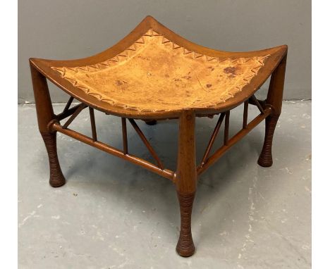 Late 19th century Thebes stool, designed by and made for Liberty & Co Ltd London, possibly by William Birch or B. North & Son