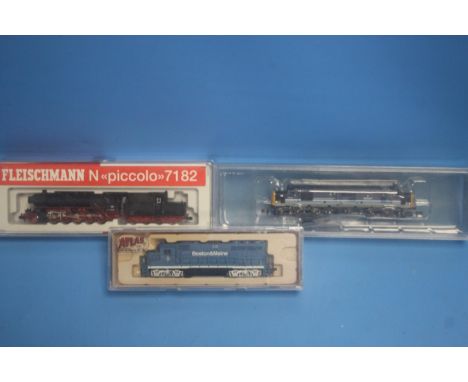 THREE "N" GAUGE LOCOMOTIVES to include Fleischmann 7182, Atlas 48605, Boston &amp; Maine and Bachmann  371-170 Robert F. Fair
