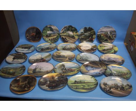 THIRTY HANGING WALL PLATES, depicting trains