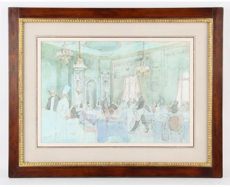 Toby Ward (British b.1965), Scenes at the Ritz, two, watercolour over pencil, both signed and dated '99, one lower right, the