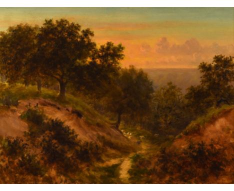 ** Gibbs (19th/20th century), Wooded landscape, oil on canvas, indistinctly signed lower right, 31 x 41cm. FramedCondition Re