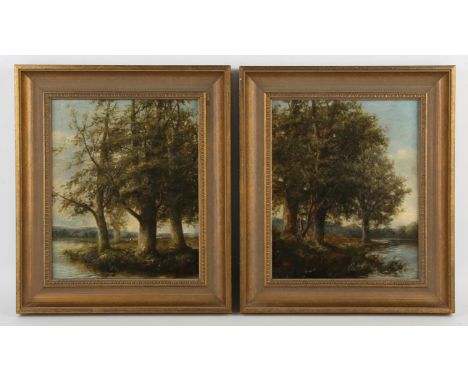 George Boyle (British 1826-1899), Wooded river scenes, a pair, both signed, one lower left, one lower right, each 31 x 25.5cm