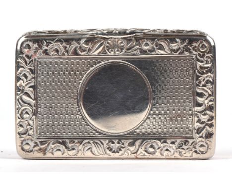 George IV engine turned silver snuff box with foliate border and blank cartouche probably by Charles Rawlings London 1821 3oz