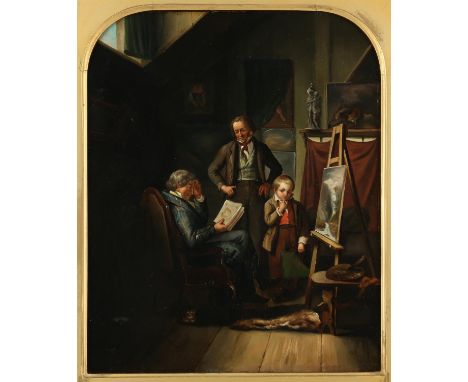 Continental School (19th century). In the Artist's studio, oil on canvas, 42 x 32cm. FramedCondition Report:  Some scattered 