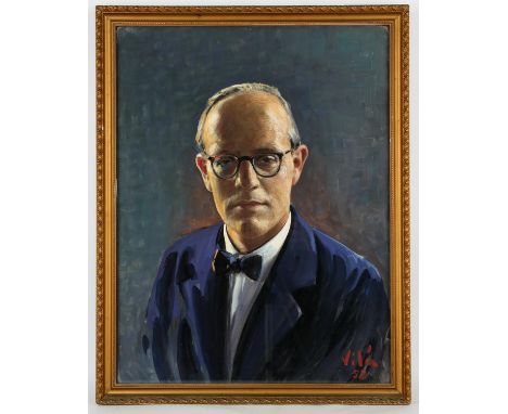 Emil Vila (1887-1967) Portrait of a gentleman, said to be a self portrait; Portrait of a Lady, two, gouache, both signed, one