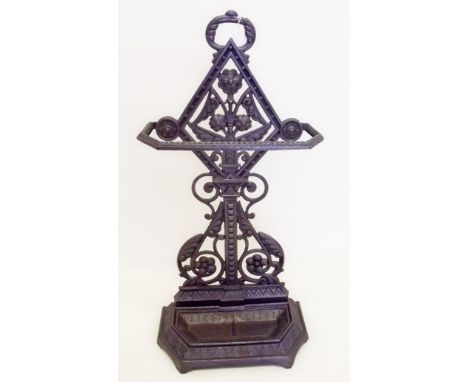 A Victorian cast iron stick stand with aesthetic style floral decoration