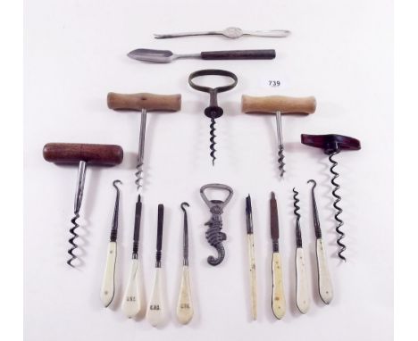 A box of miscellaneous to include button hooks, cork screws etc