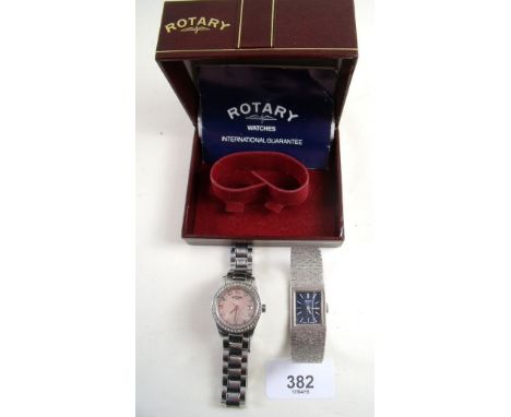 A stainless steel Rotary Havana ladies wrist watch and another Rotary watch 