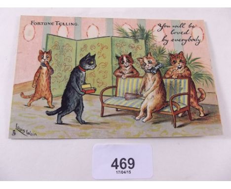 Postcards - Louis Wain Fortune Telling - you will be loved by everybody, published Tuck No.6075 - unused condition 