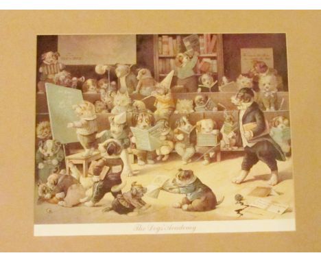 A Louis Wain print The Dogs Academy 24 x 35cm