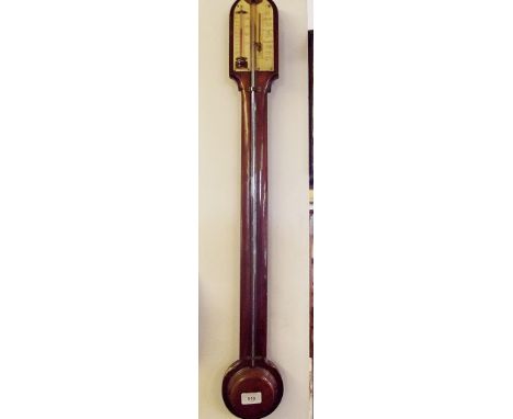 A Georgian mahogany stick barometer with ivory scale