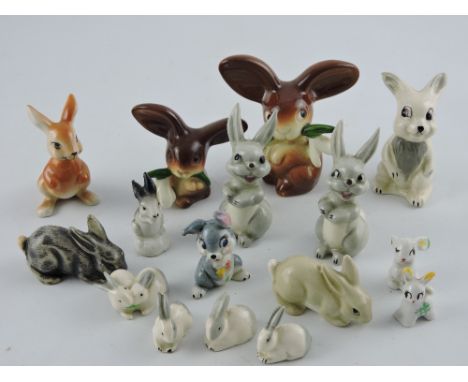 An assortment of sixteen various glazed ceramic rabbits (16)