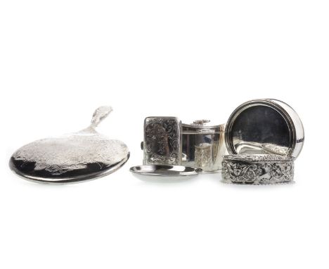 VICTORIAN SILVER TRINKET BOX, maker T H Hazlewood &amp; Co, Birmingham 1899, of oval form, the exterior chased and embossed w
