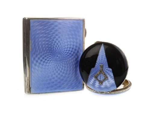 GEORGE V SILVER AND BLUE GUILLOCHE ENAMEL CIGARETTE CASE, maker W T Toghill, Birmingham 1932, of rectangular form, engine tur