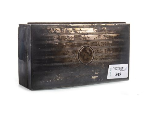 GEORGE V SILVER CIGARETTE BOX, maker Alfred Deeley, Birmingham 1923, of rectangular form, the hinged cover with engine turned
