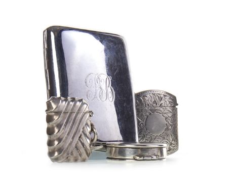 GEORGE V SILVER CIGARETTE CASE, maker D Bros, Birmingham 1918, of rectangular form with initials to the front, gilt interior,