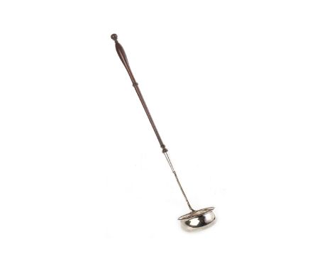 SILVER TODDY LADLE, maker C J Vander Ltd, London 1976, with turned wood handle, 40cm long
