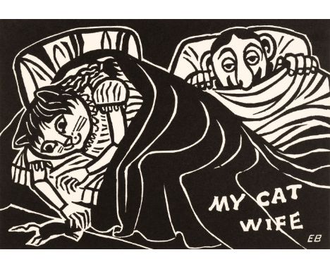 * Bawden (Edward, 1903-1989). My Cat Wife or A Midnight Snack, circa 1983, lithograph after the linocut by Edward Bawden on h